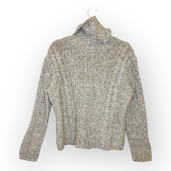 St. John’s Bay Women’s Chunky Cable Knit Turtleneck Sweater – XL, Marled Beige - Picture 1 of 6